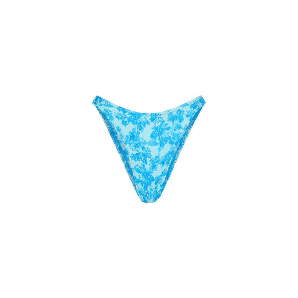 Blue floral bikini bottom on a white background