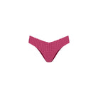 A pair of women's bikini bottoms featuring a red and white gingham checkered pattern, shown against a plain white background.