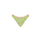 Colorful floral-patterned bikini bottom on a white background
