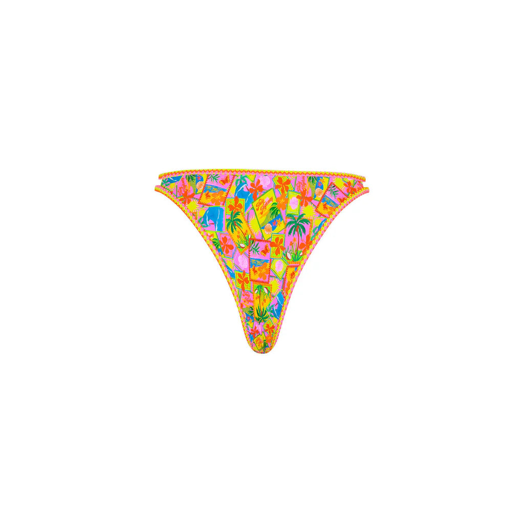 colorful bikini bottom backside of it on white background