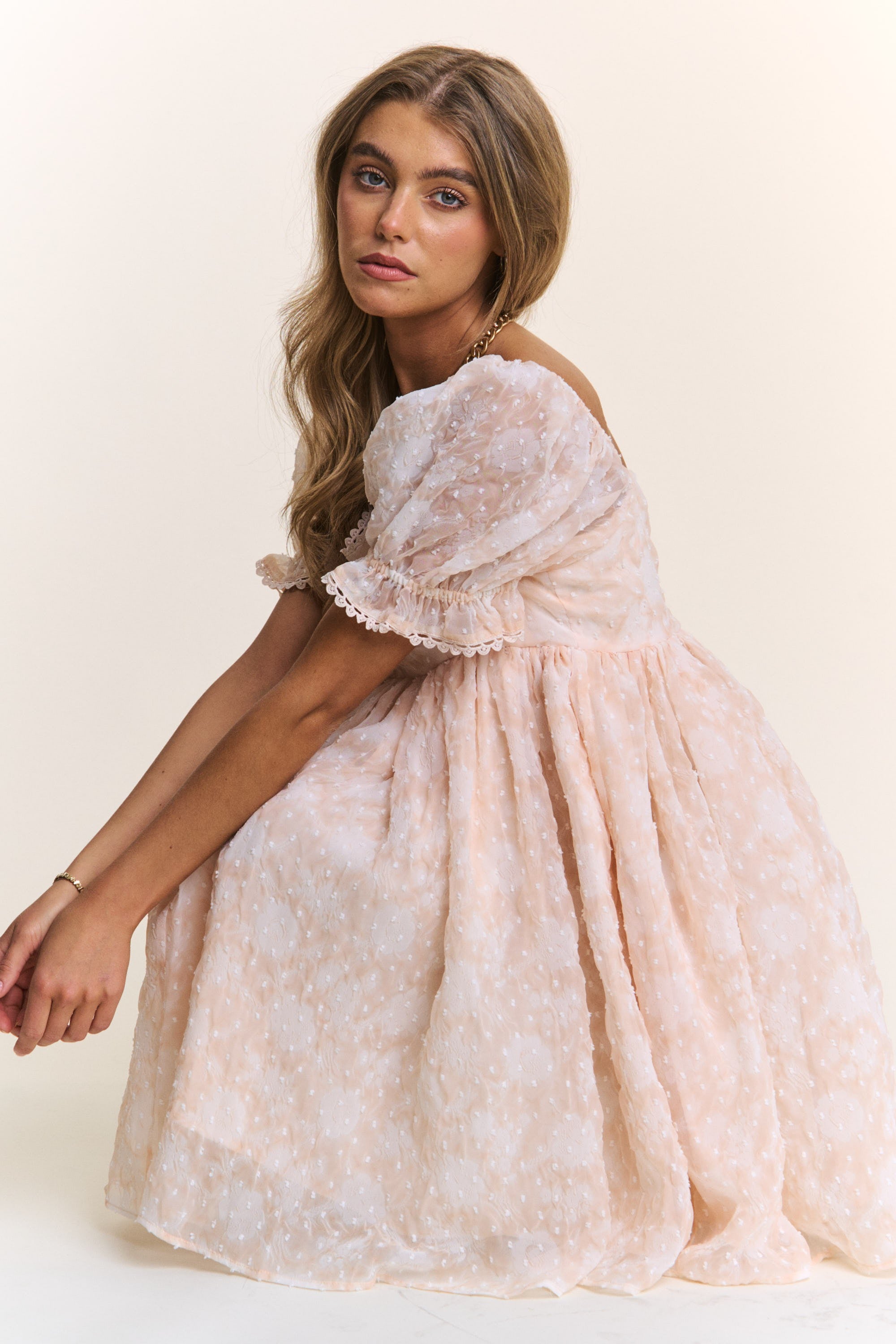 Floral Chiffon Swiss Babydoll Dress Floral Chiffon Swiss Babydoll Dress